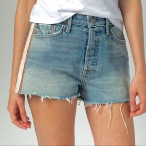 GRLFRND Cindy Salerno racer stripe jean shorts